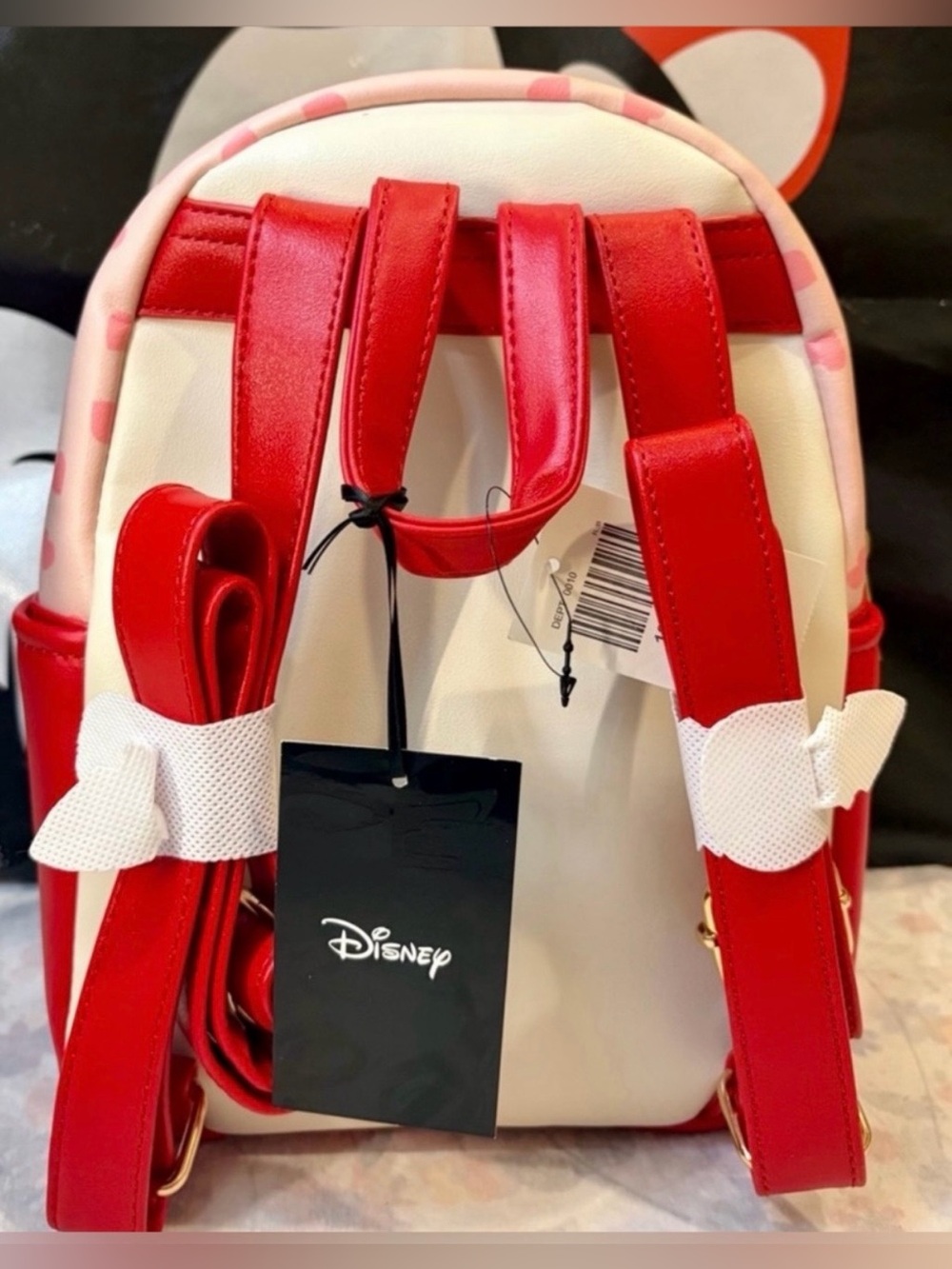NWT DISNEY Kids Minnie & Mickey Heart Print Mini Backpack in Pink & Red - Picture 2 of 5